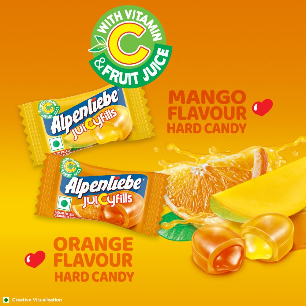 Alpenliebe Juicy Fills, Orange & Mango Flavour Front