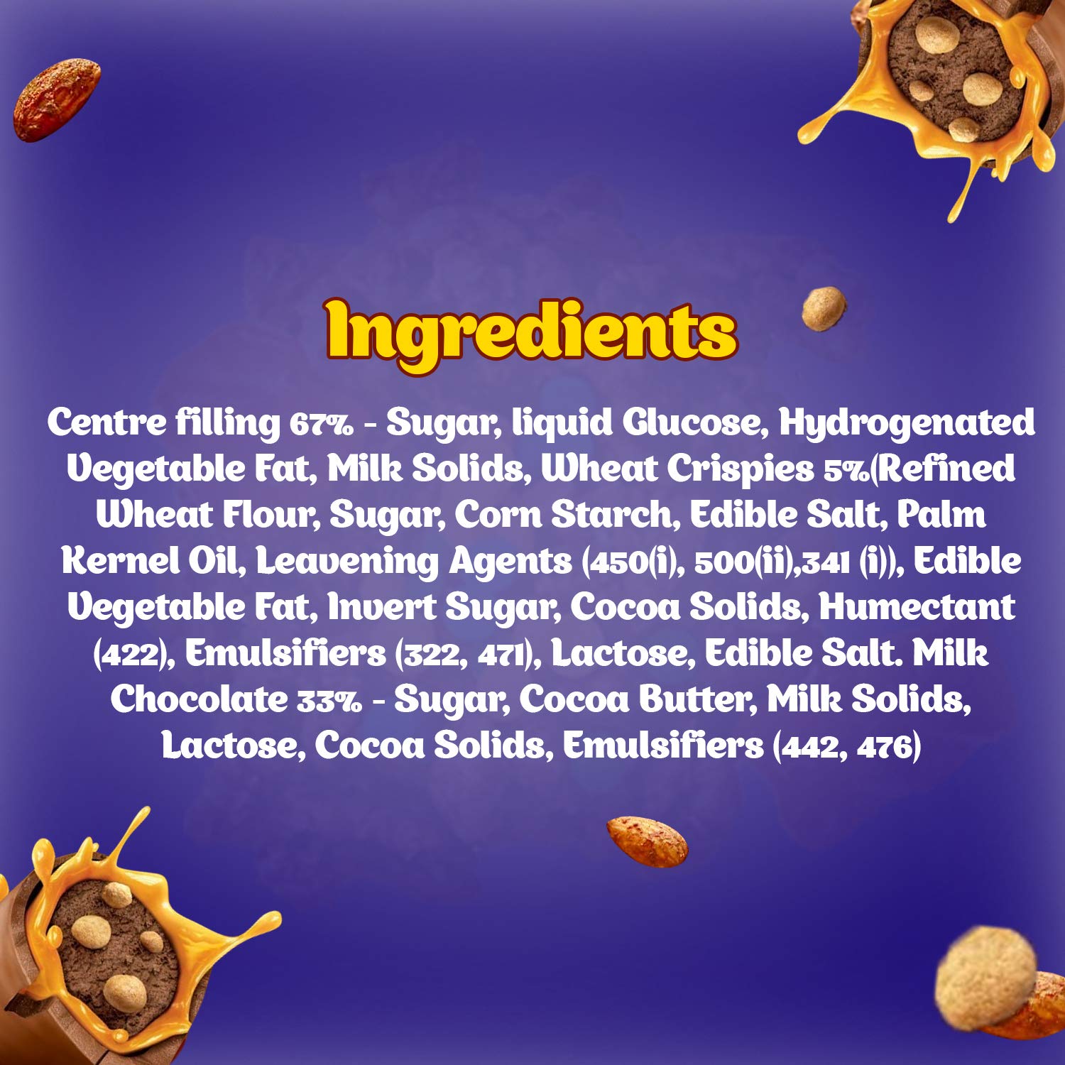 Cadbury 5 Star 3D Chocolate Bar Ingredients
