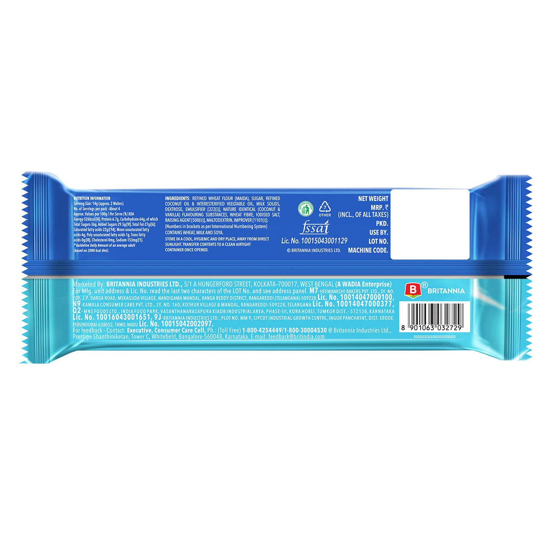 Britannia Treat Crème Wafers Coconut Front