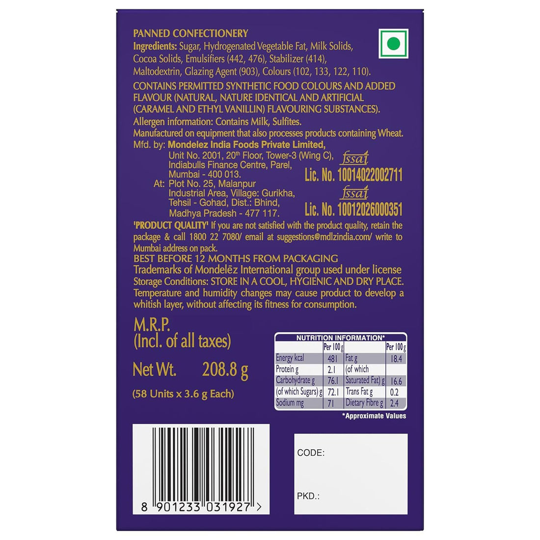 Cadbury Dairy Milk Shots Front