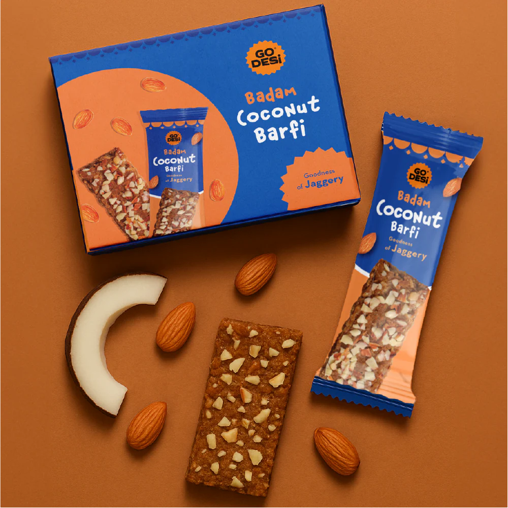 GO DESi - Badam Coconut Barfi (Pack of 8 Pcs)