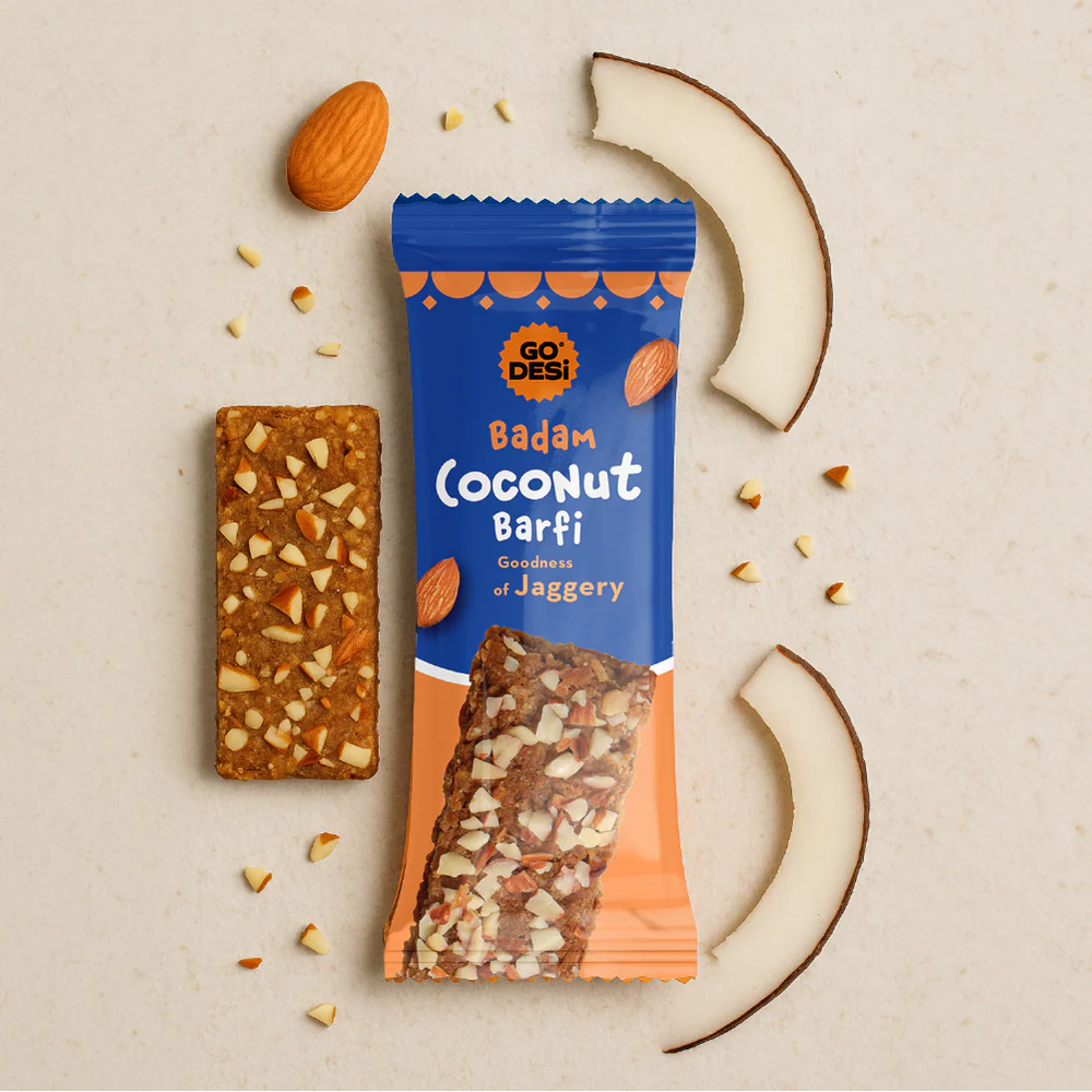 GO DESi - Badam Coconut Barfi (Pack of 8 Pcs)