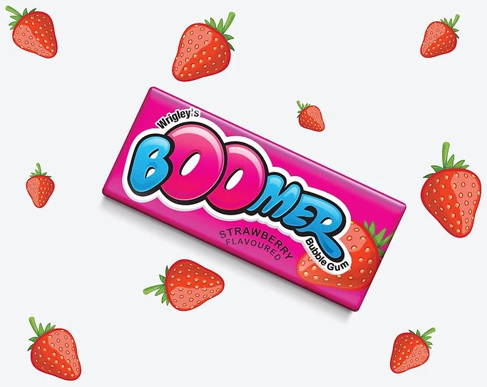 Boomer Strawberry Chewing Gum Front