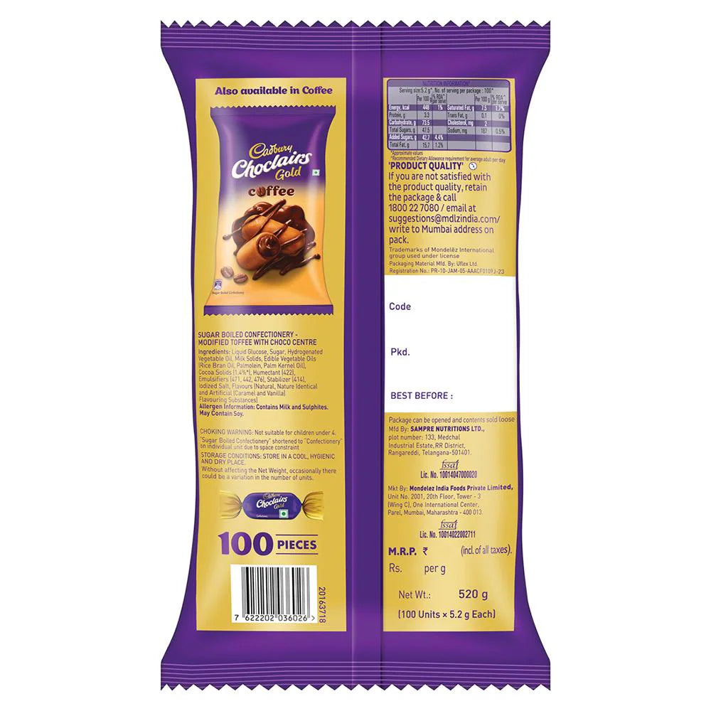 Cadbury Gold Choclairs back