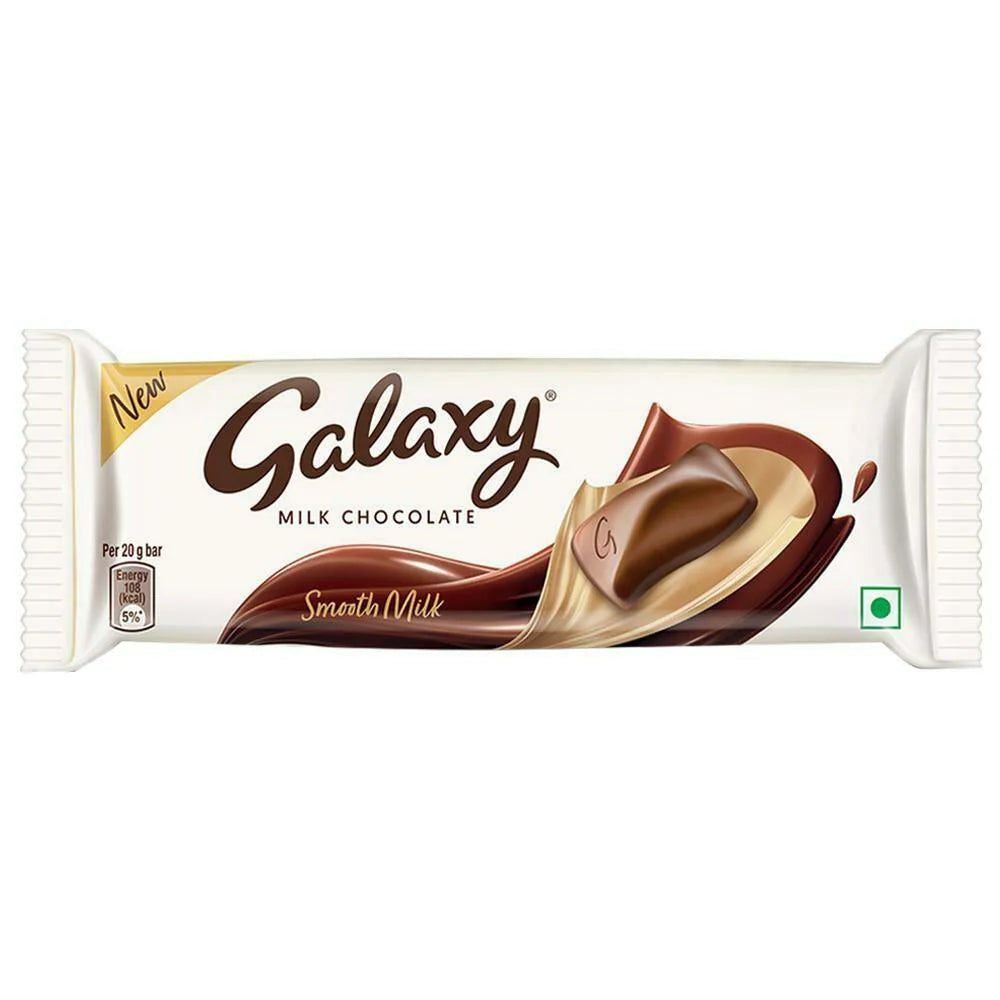 Galaxy Smooth Milk Chocolate Bar, silky sweetness, chocolate decadence, creamy flavor, indulgence, finest ingredients, luxurious delight, irresistible taste.