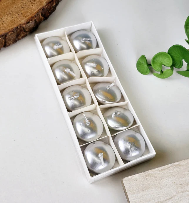 10 Pc Round Wax Candles – Elegant Décor for Meditation, Relaxation, and Special Occasions
