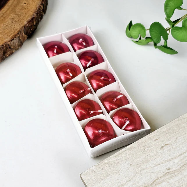 10 Pc Round Wax Candles – Elegant Décor for Meditation, Relaxation, and Special Occasions