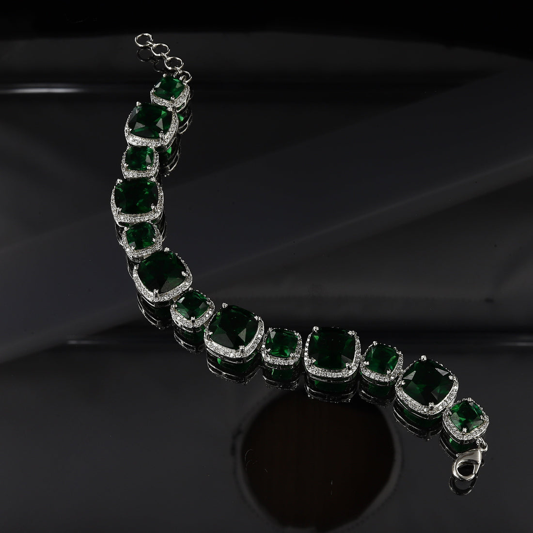 17cm Silver American Diamond Bracelet with Colors – A Vibrant Touch of Luxury