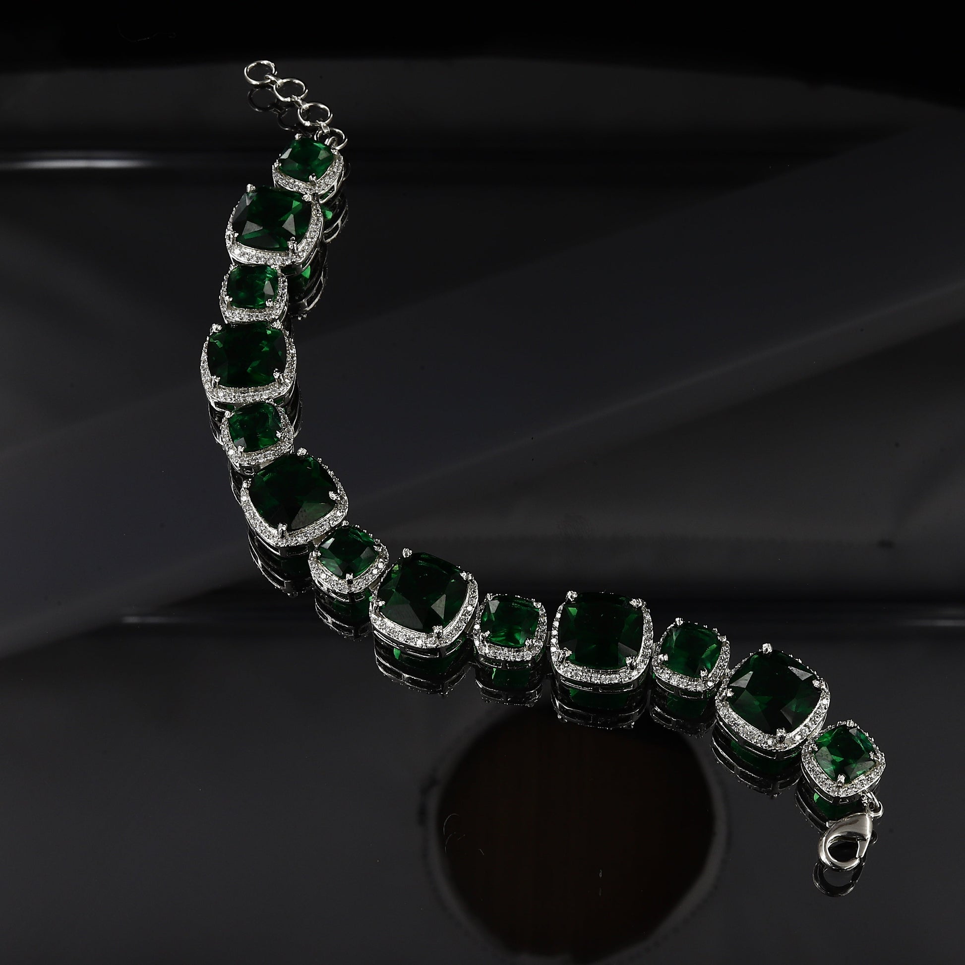 17cm Silver American Diamond Bracelet with Colors – A Vibrant Touch of Luxury