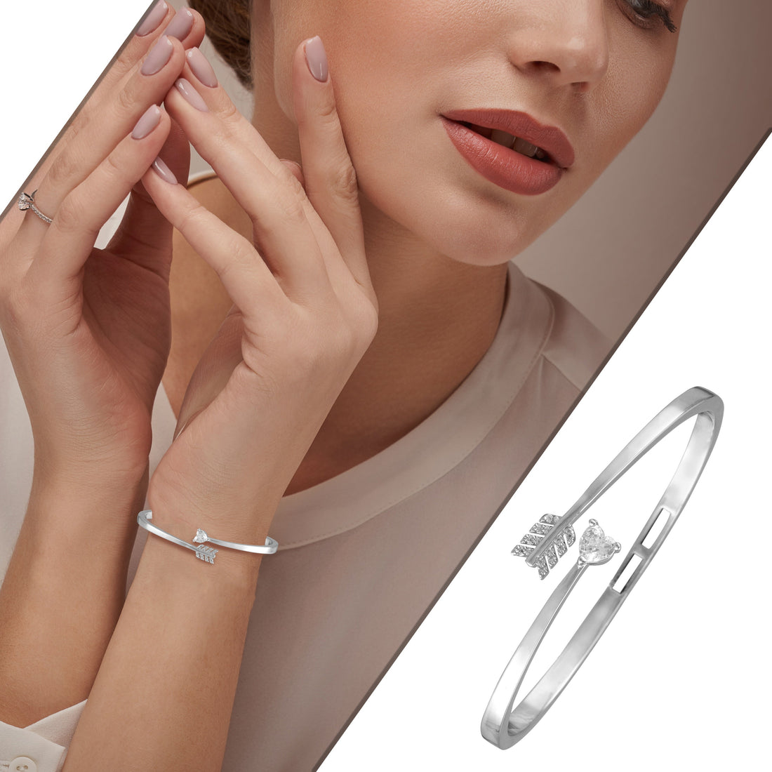 18K Silver Polish Arrow Design Party Wear Kada – A Bold Statement of Elegance