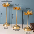 1 Set (3 Pcs) Decorative Lotus Leaves Candle Holder – Gold Polish Urli Bowl Tealight Candle Holder Stand for Home Decor