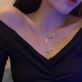 2-Piece Chain Necklace Set – Chunky Cross & Butterfly Pendant
