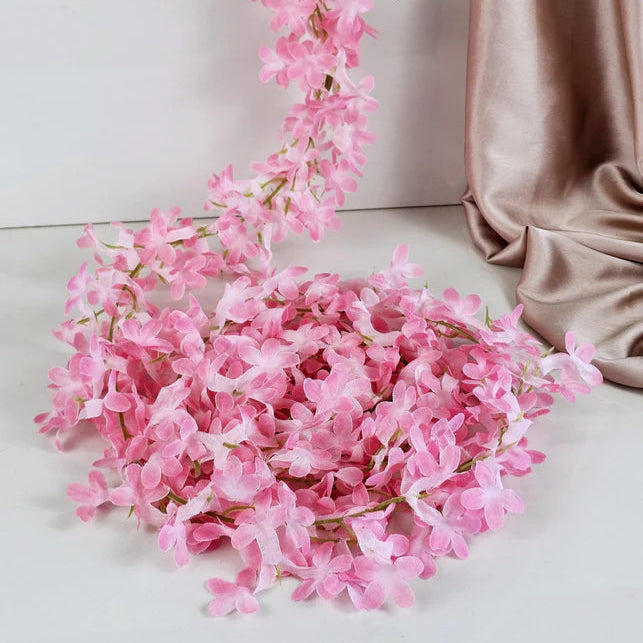 3 Lines Artificial Ixora Flower Garlands – Decorative Wall Hanging for Special Occasions