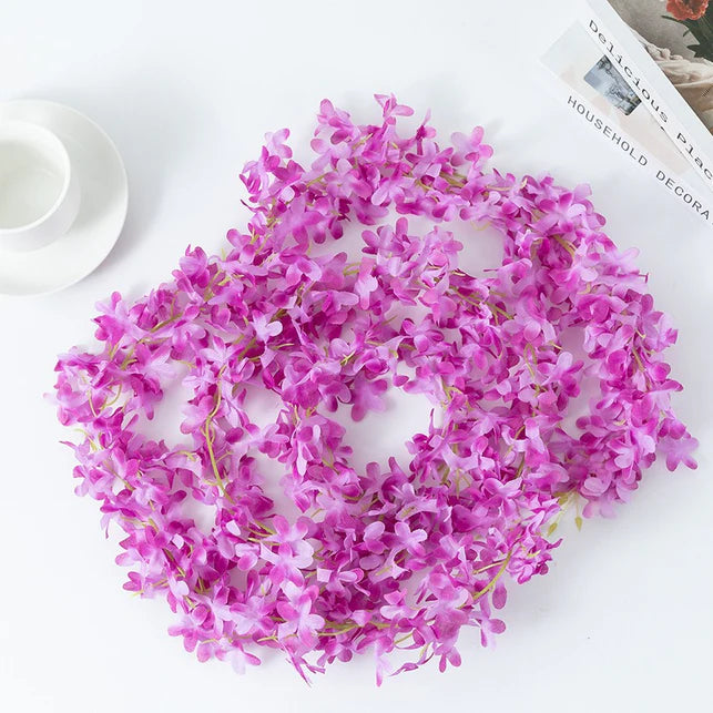 3 Lines Artificial Ixora Flower Garlands – Decorative Wall Hanging for Special Occasions