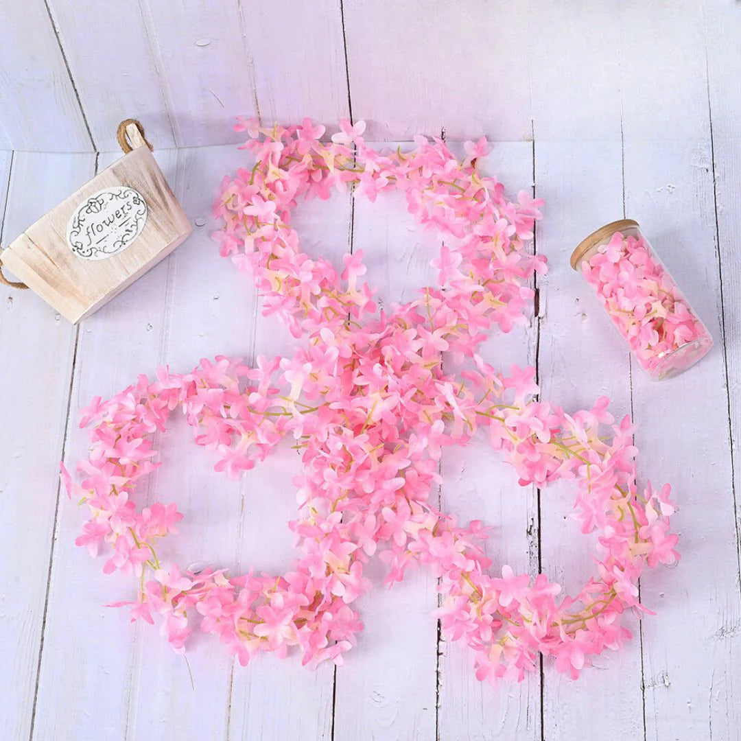 3 Lines Artificial Ixora Flower Garlands – Decorative Wall Hanging for Special Occasions