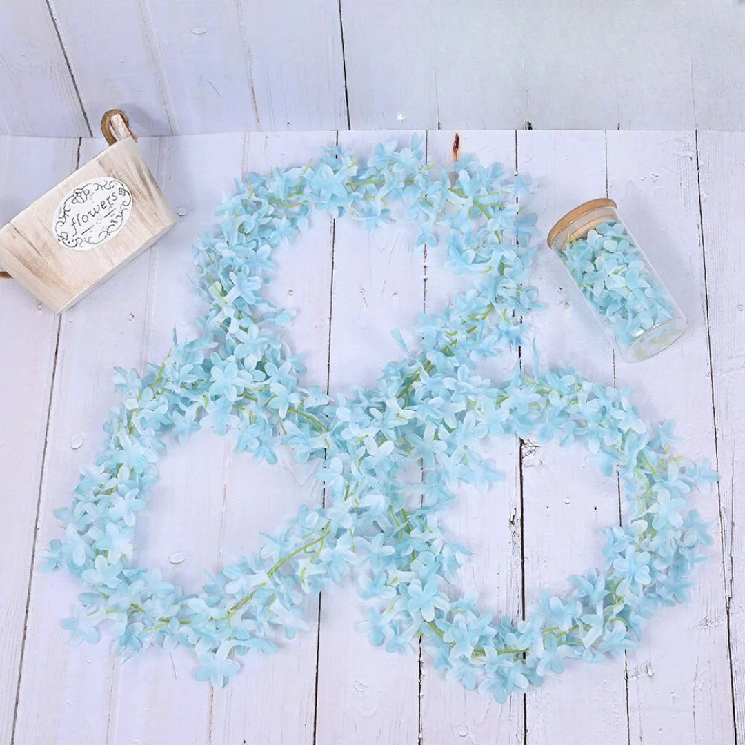 3 Lines Artificial Ixora Flower Garlands – Decorative Wall Hanging for Special Occasions