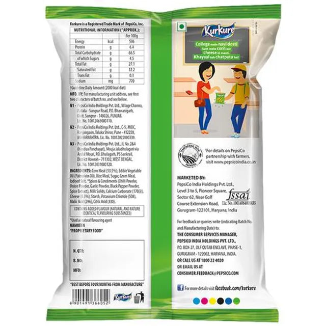 Kurkure Namkeen Puffcorn Yummy Cheese, back