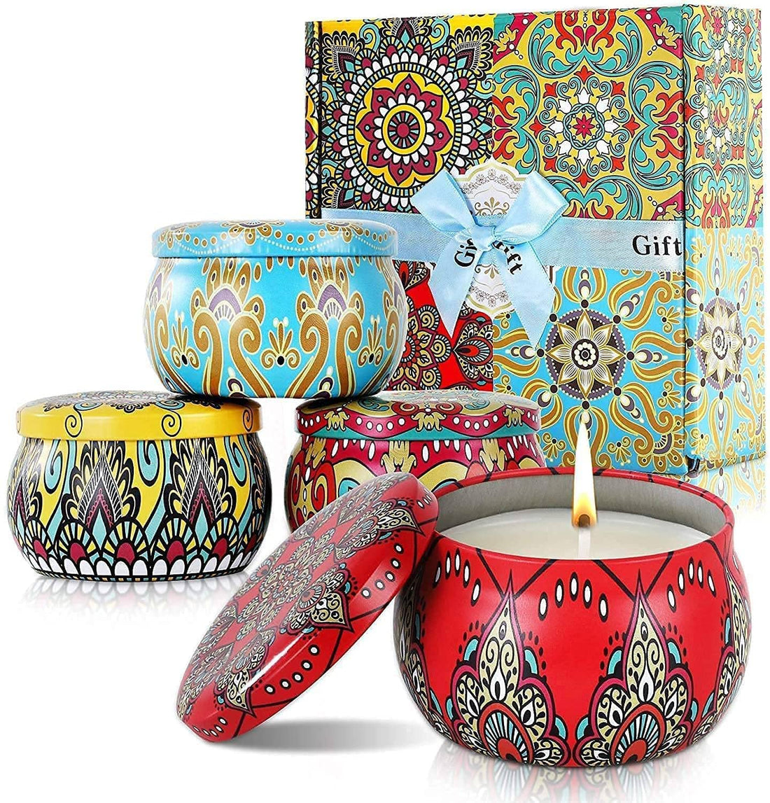 4 Pcs Tin Can Round Shape Aroma Scented Soy Wax Candle Gift – Perfect for Candlelight Dinners & Home Decor