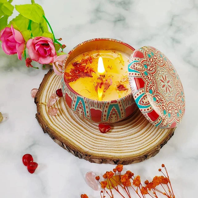 4 Pcs Tin Can Round Shape Aroma Scented Soy Wax Candle Gift – Perfect for Candlelight Dinners & Home Decor