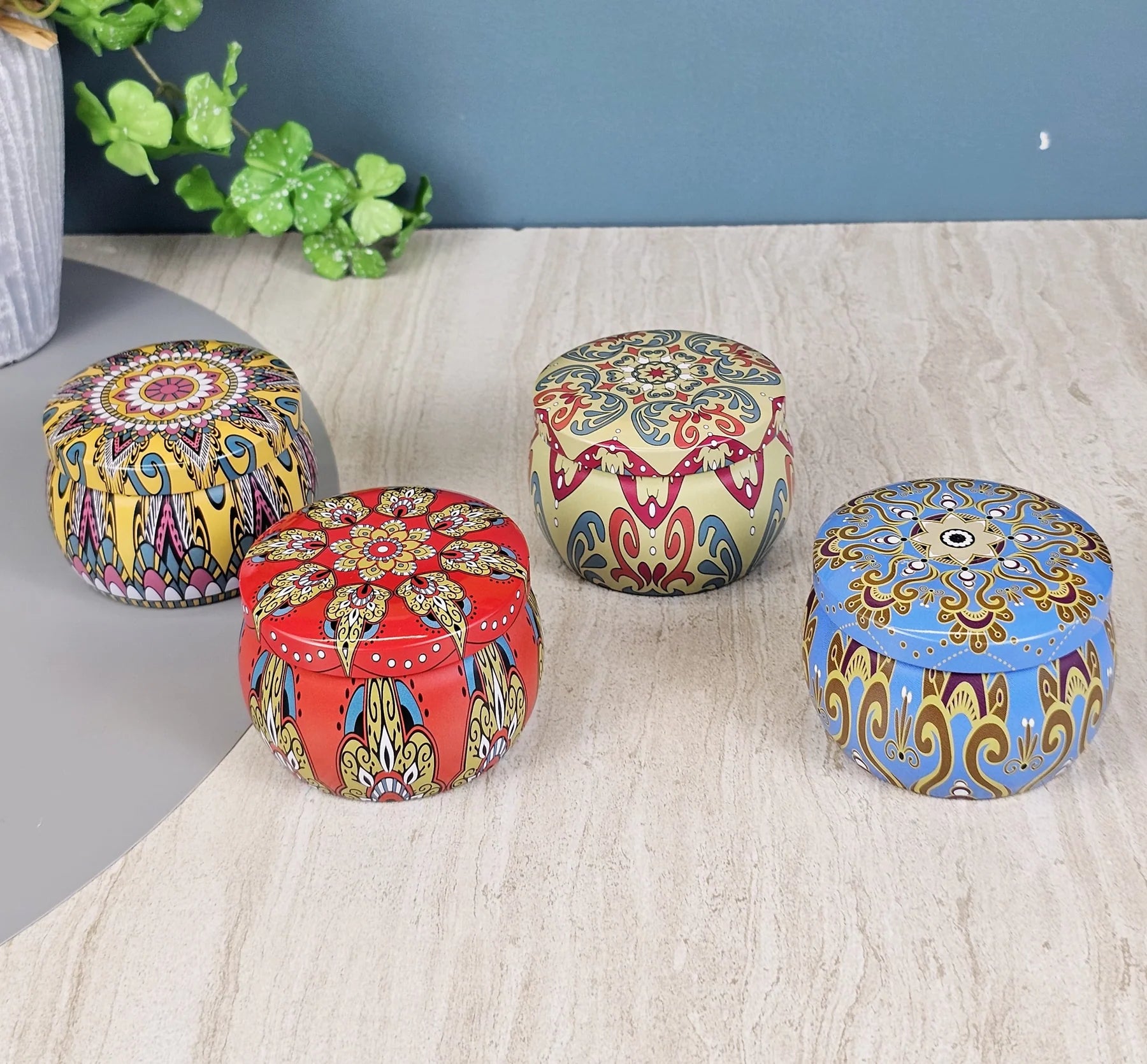 4 Pcs Tin Can Round Shape Aroma Scented Soy Wax Candle Gift – Perfect for Candlelight Dinners & Home Decor