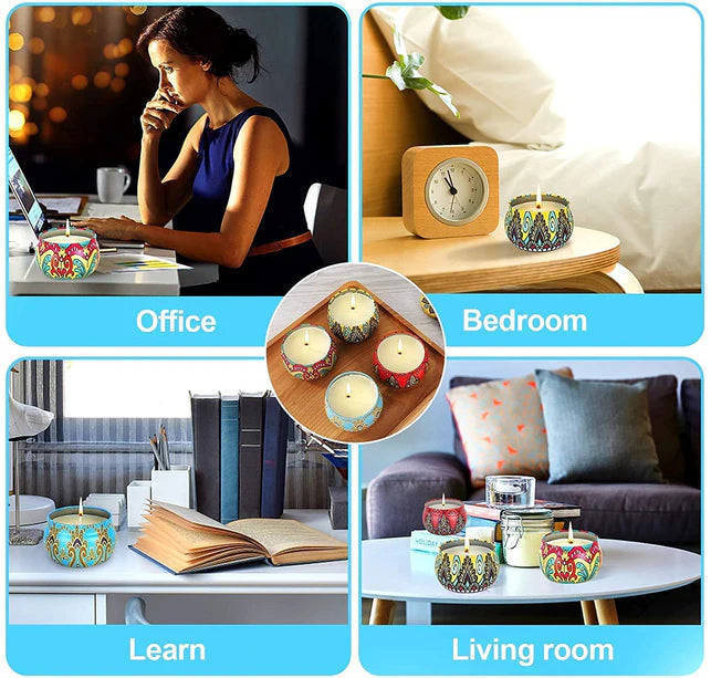4 Pcs Tin Can Round Shape Aroma Scented Soy Wax Candle Gift – Perfect for Candlelight Dinners & Home Decor