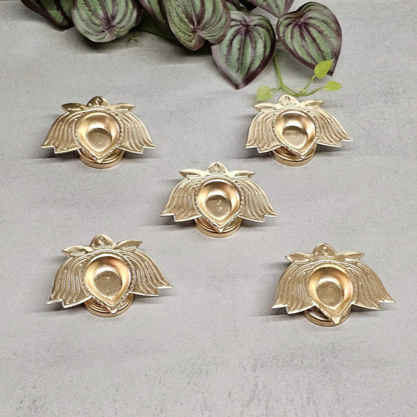 5 Pcs Gold Polish Metal Diya Candle Holder – Elegant Decor for Every Occasion