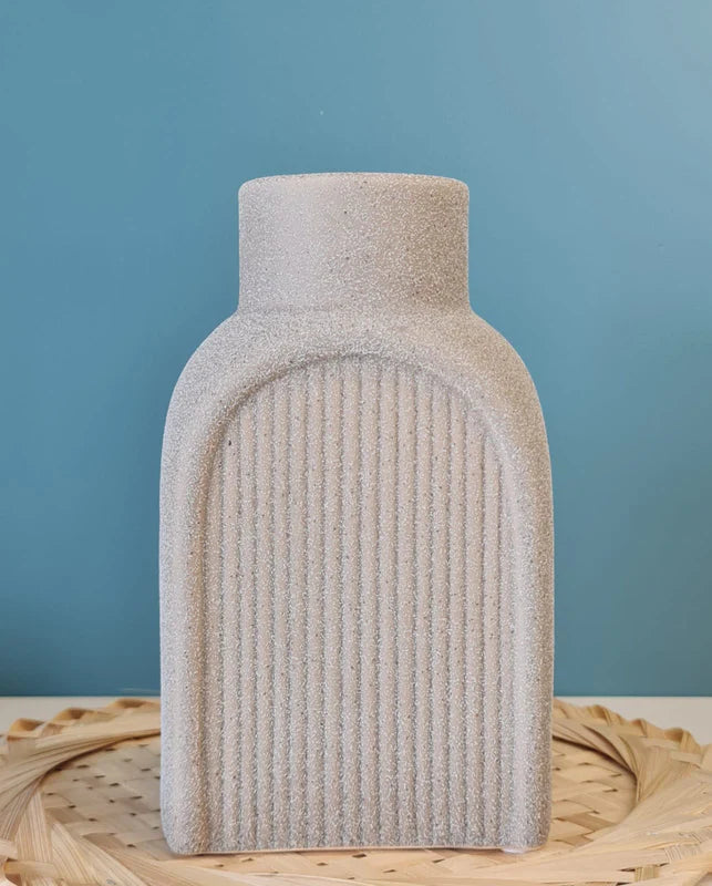 Ceramic Flower Vase – Elegant Grey Decor for Home & Office