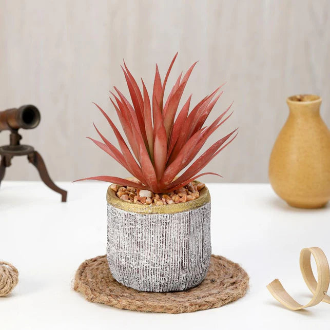 Mini Artificial Succulent with Ceramic Pot – A Touch of Nature with Zero Maintenance