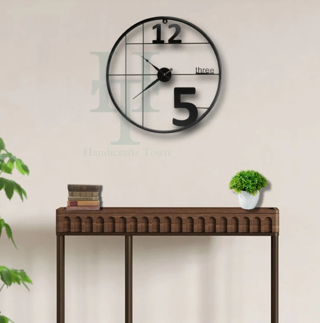 Alphabetic Black Metal Wall Clock – A Stylish Statement for Modern Spaces