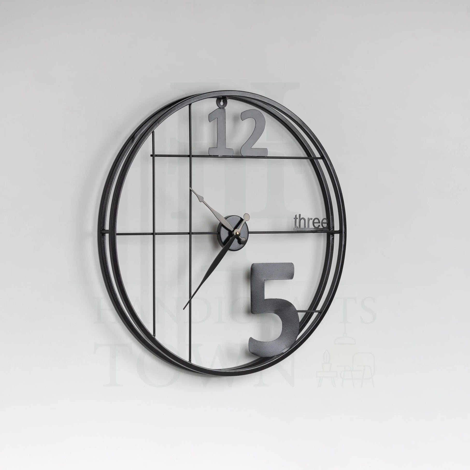 Alphabetic Black Metal Wall Clock – A Stylish Statement for Modern Spaces