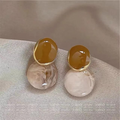 Amber Swirl Enamel Drop Earrings – Artistic Earth-Tone Imitation Jewelry