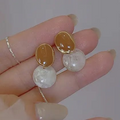 Amber Swirl Enamel Drop Earrings – Artistic Earth-Tone Imitation Jewelry