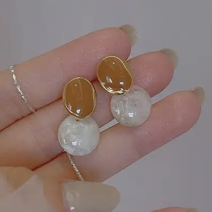 Amber Swirl Enamel Drop Earrings – Artistic Earth-Tone Imitation Jewelry