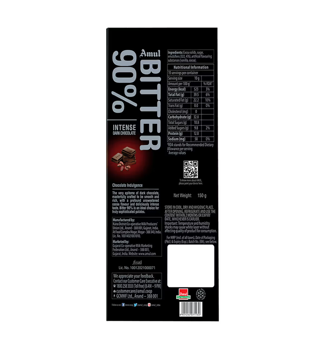 Amul Bitter 90% Chocolate – Pure Cocoa, Pure Indulgence