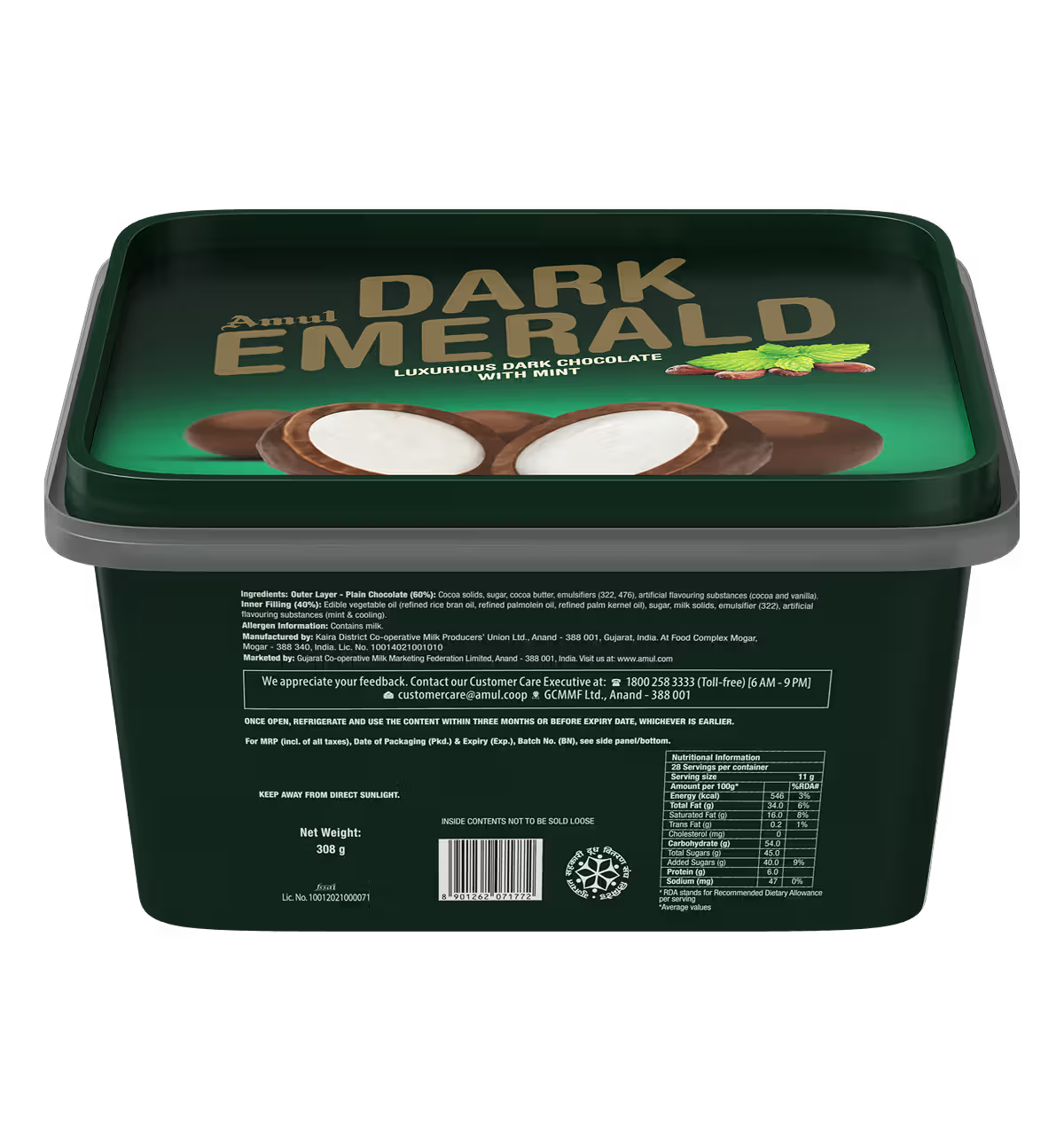 Amul Dark Emerald Tub – A Luxurious Scoop of Chocolate Indulgence