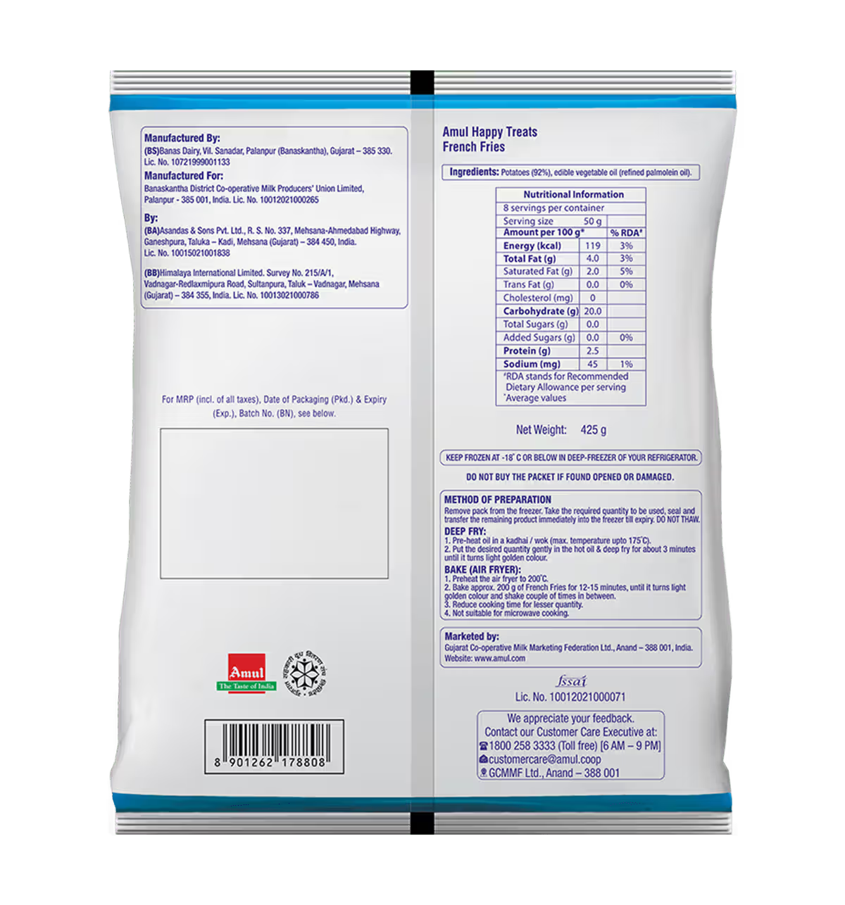 Amul Happy Treats French Fries – Crispy Joy in Every Bite