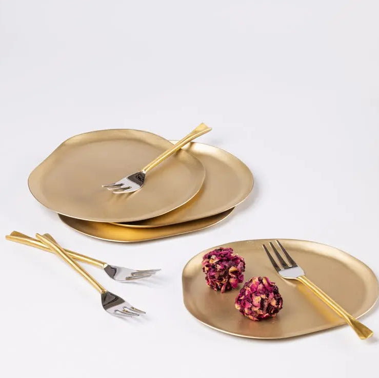 Haifa Brass Tapas Plates – Set of 4 | A Touch of Luxury for Your Dining Experience