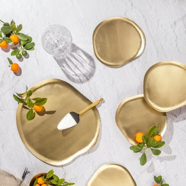 Haifa Brass Tapas Plates – Set of 4 | A Touch of Luxury for Your Dining Experience