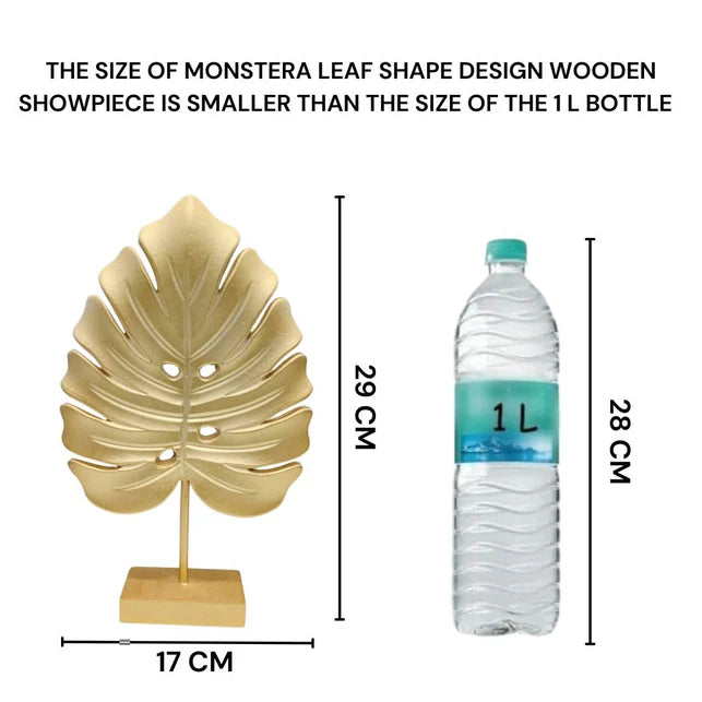 Monstera Leaf Shape Golden MDF Partical Board Showpiece – Elegant & Modern Home Decor