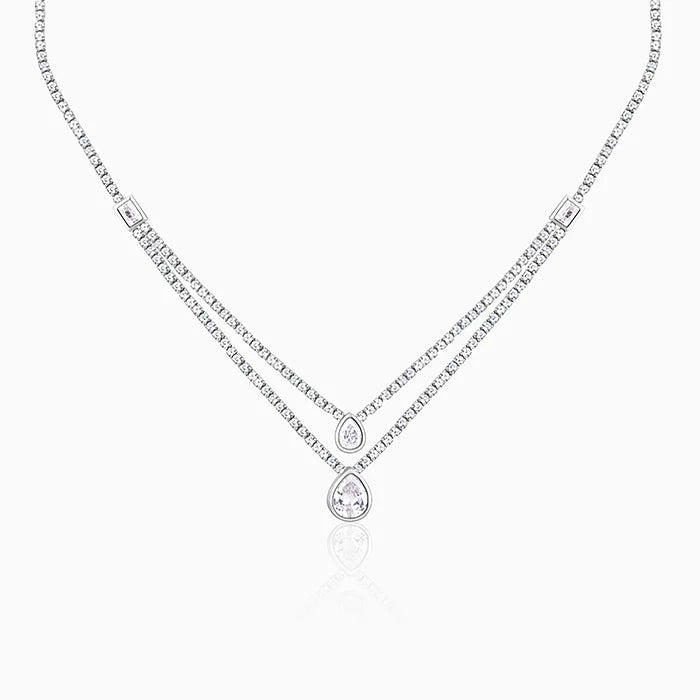 Anushka Sharma Silver Layered Drop Necklace – Timeless Glamour in Pure 925 Silver