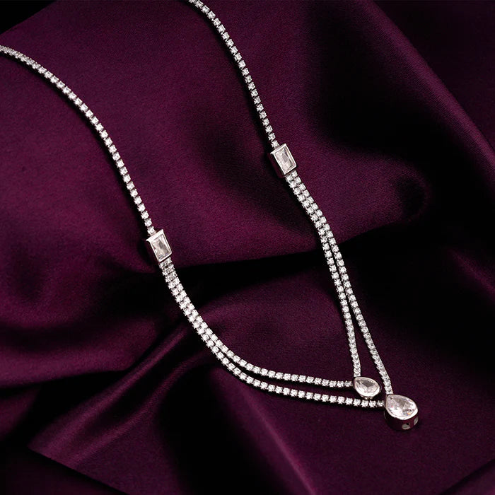 Anushka Sharma Silver Layered Drop Necklace – Timeless Glamour in Pure 925 Silver
