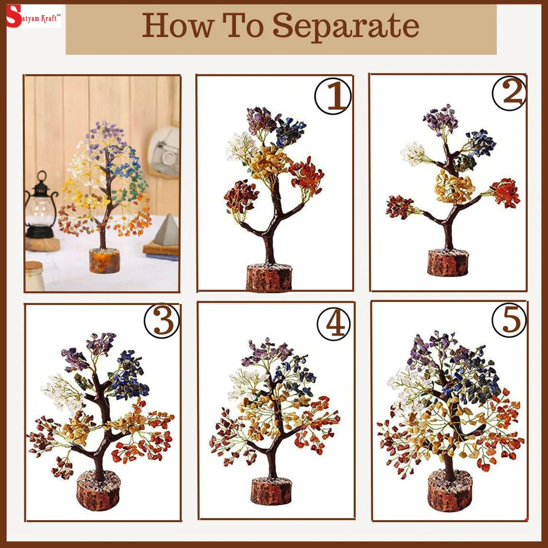Artificial Seven Chakra Crystal Bonsai Tree – A Symbol of Balance & Positive Energy