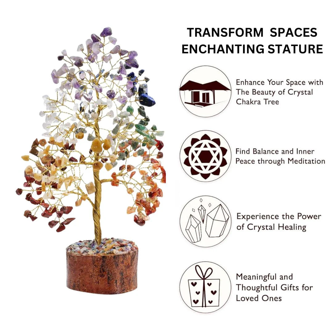 Artificial Seven Chakra Crystal Bonsai Tree – A Symbol of Balance & Positive Energy