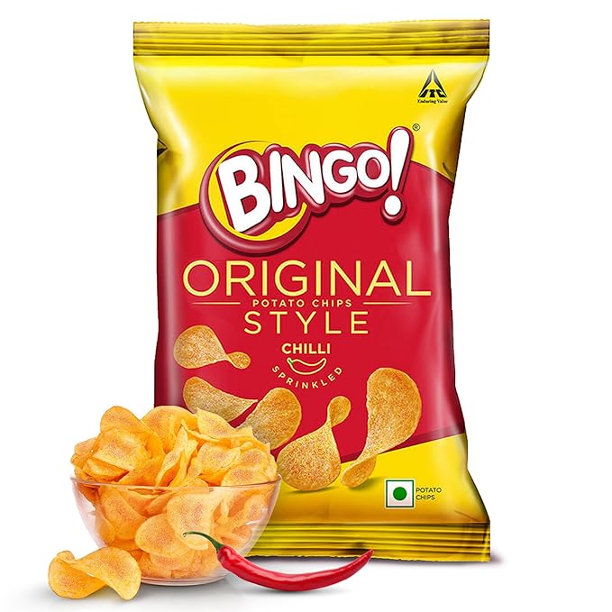 Bingo! Original Style Chilli Sprinkled - Flat Cut Spicy Potato Chips | Fiery & Flavorful Crunch