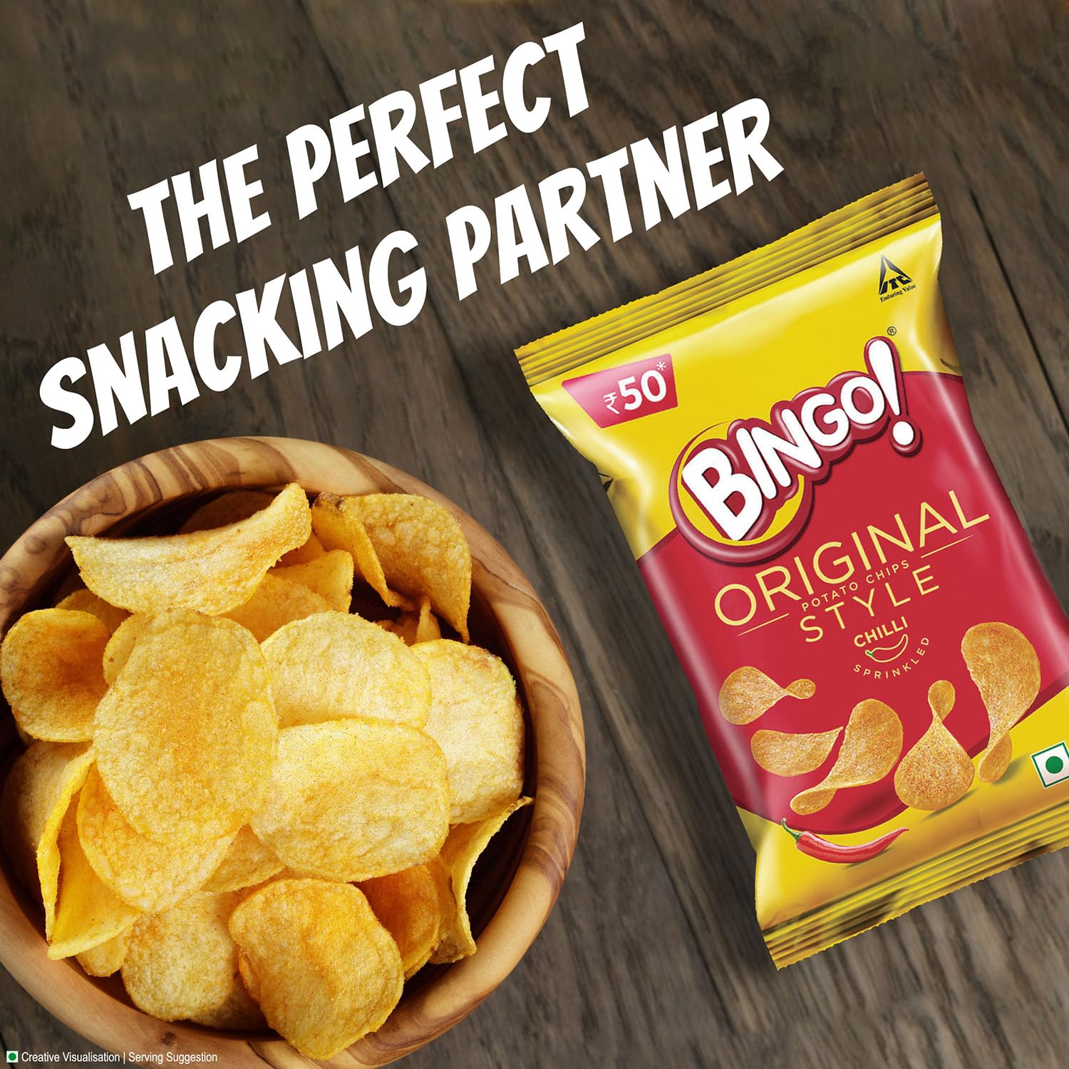 Bingo! Original Style Chilli Sprinkled - Flat Cut Spicy Potato Chips | Fiery & Flavorful Crunch