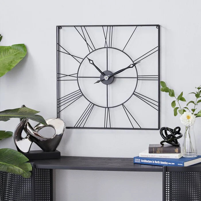 Black Square Wall Clock – Contemporary Minimalism Meets Function