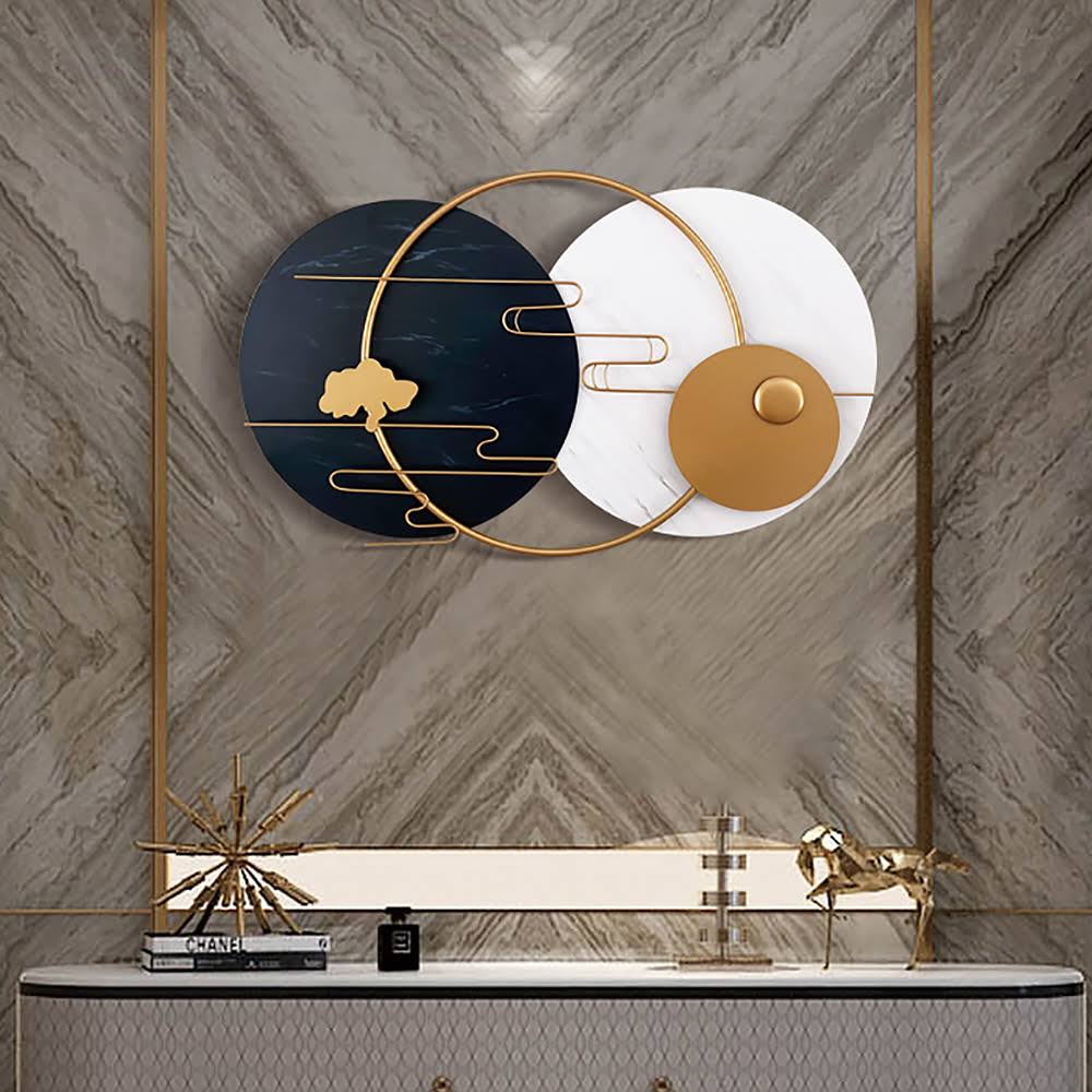 Black & White Metallic Plates Wall Art – A Bold and Elegant Statement for Your Home