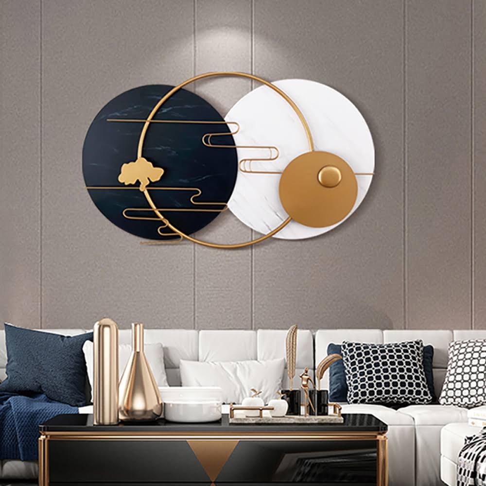 Black & White Metallic Plates Wall Art – A Bold and Elegant Statement for Your Home