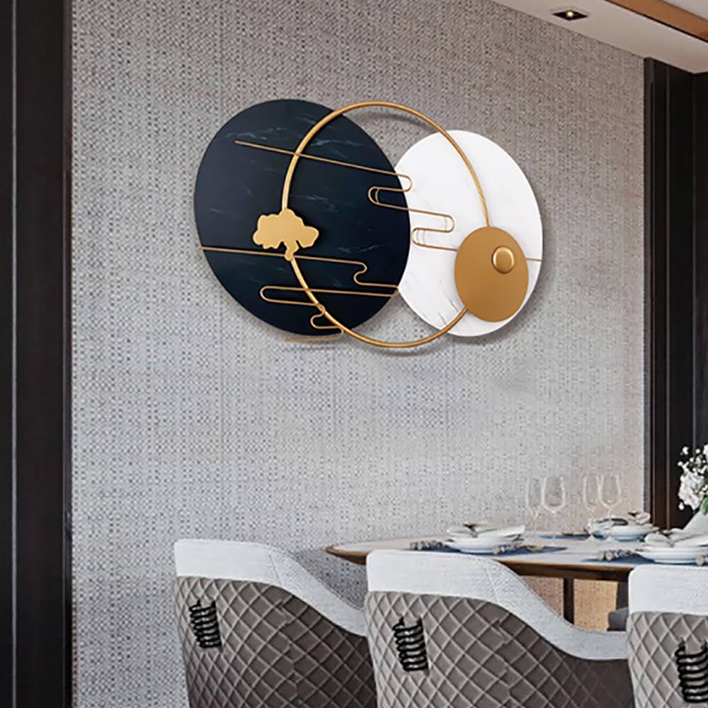 Black & White Metallic Plates Wall Art – A Bold and Elegant Statement for Your Home
