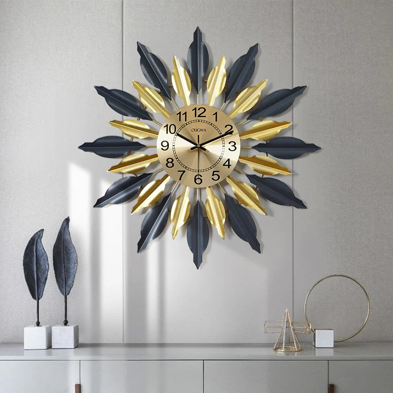 Black and Golden Designer Metal Wall Clock – A Bold Statement for Your Space
